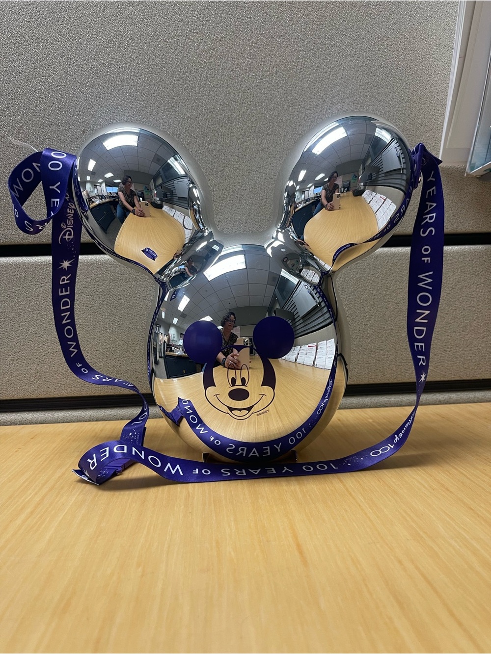 Disney Silver Mickey Head Accent with Purple Ribbon